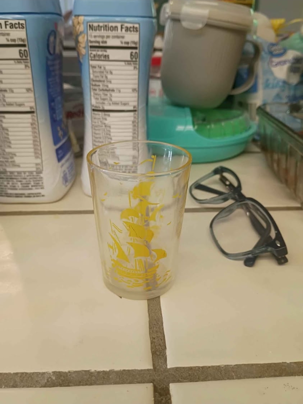 Yellow Ship Graphic Shot Glass
